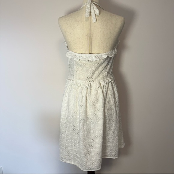 H&M White Ruffled Eyelet Lace Halter Sundress Size 10 - Picture 2 of 10